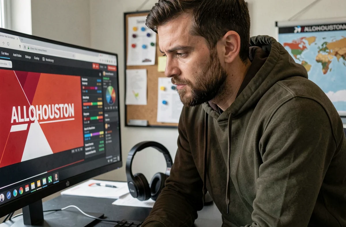 Un développeur de l'agence ALLOHOUSTON concentré sur un tableau de bord web en temps réel
