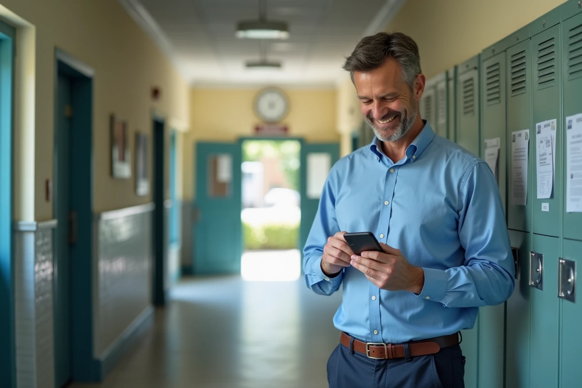 Enseignant dans le couloir de l
