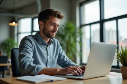 Jeune homme en tenue casual au bureau coworking