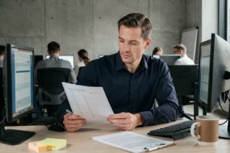 Technicien IT vérifiant une checklist technique avant la désactivation définitive du logiciel Silverlight sur poste de travail